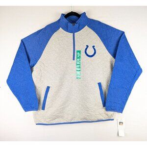 NWT NFL Indianapolis Colts Sweatshirt Mens XL Gray & Blue Quarter-Zip Pullover